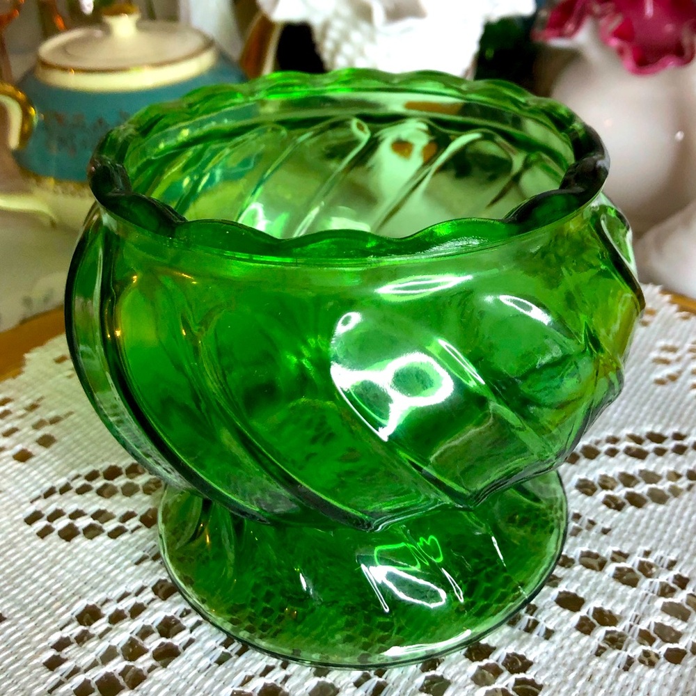 Vintage Green glass vase